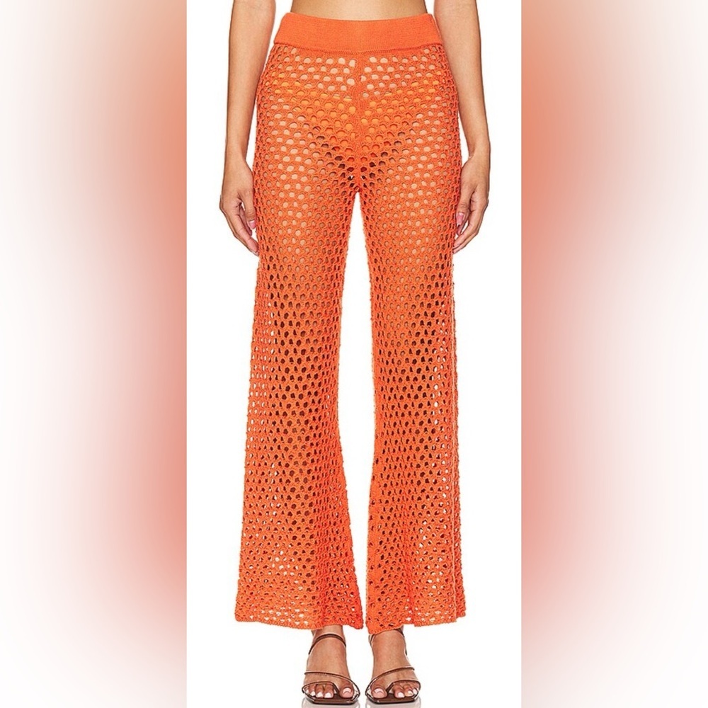 Boohoo NWT orange/hot pink crochet swim cover up, medium